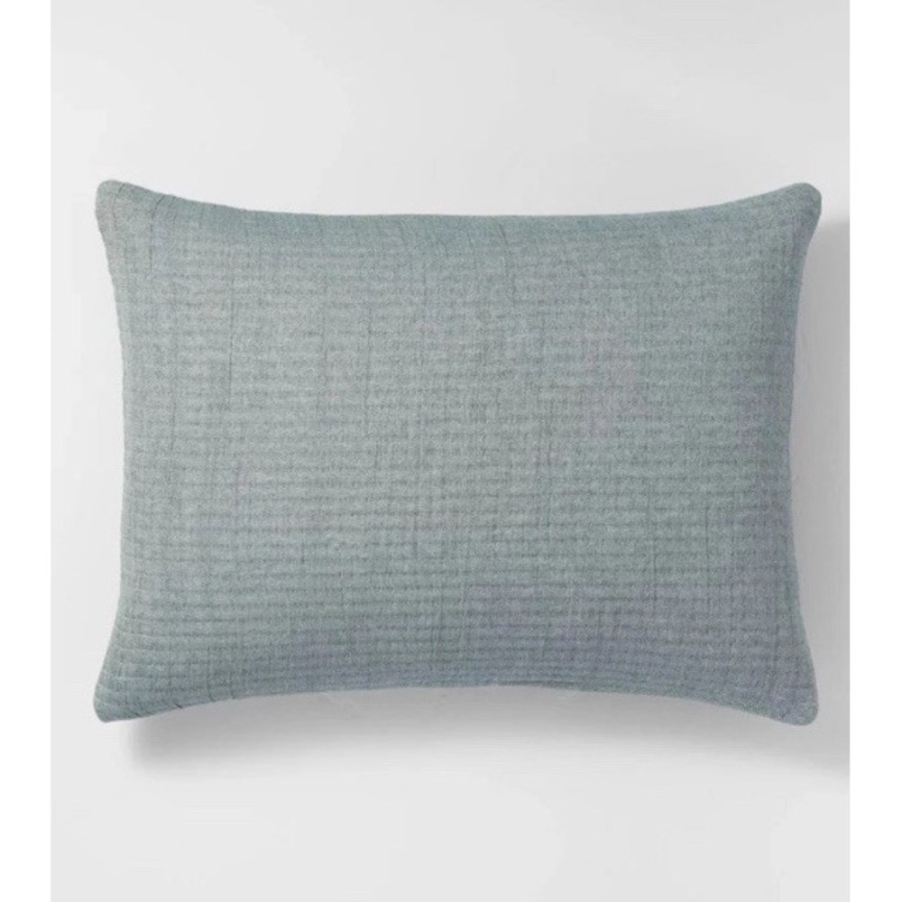 Casaluna Standard Reversible Textured Cotton Chambray Sham Dark Teal Blue